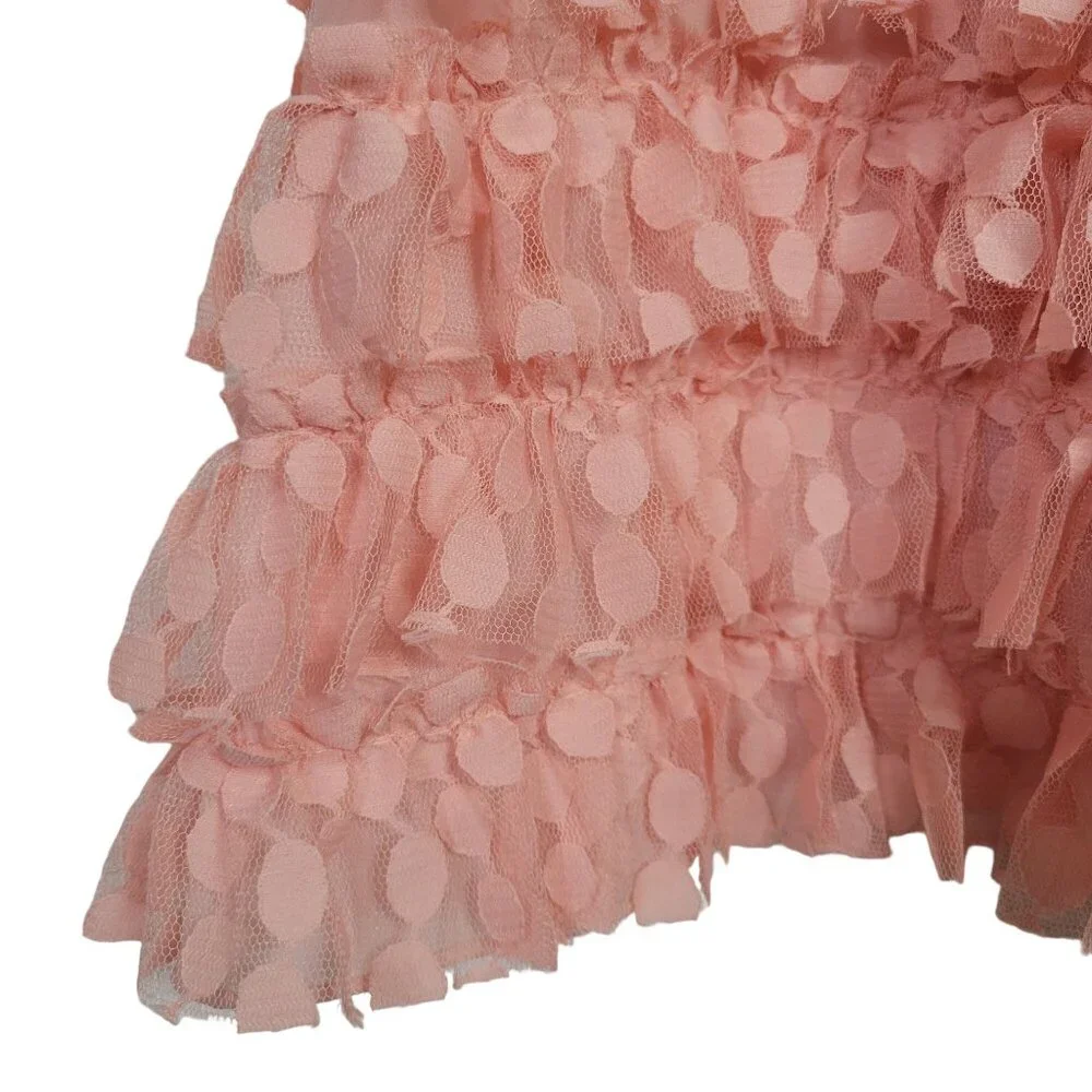 Waimari Size 16 Skirt Linda Midi Tiered Ruffle Tulle Confetti Lace Pull On Pink - Picture 6 of 6